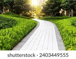 Garden path outside the apartment building