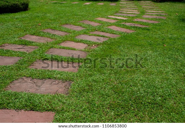 Garden Paths Walkways Stone Slabs Used Stock Photo (Edit Now) 1106853800