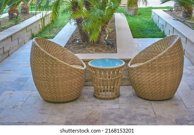 Garden Rattan Furniture In Near Plan                               