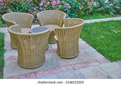 Garden Rattan Furniture In Near Plan