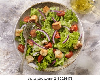 Garden Salad on bowl at floor - Powered by Shutterstock