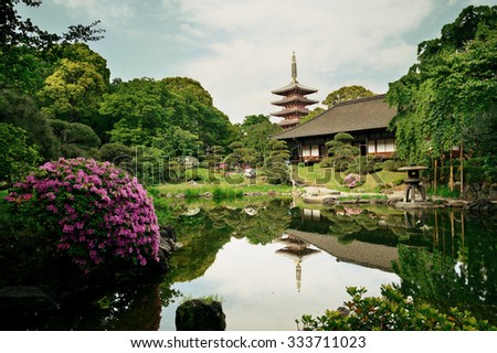 Garden in Sensoji Temple, Tokyo, Japan.