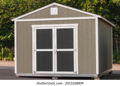 Garden Shed Door Wood Green Trees Flora Yard