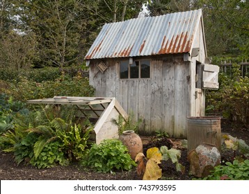 Garden Shed On An Allotment In Rural Devon, England, UK