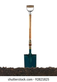 A Garden Shovel Isolated Against A White Background