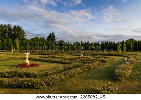 Garden in Slezske Rudoltice castle, Northern Moravia, Czech Republic