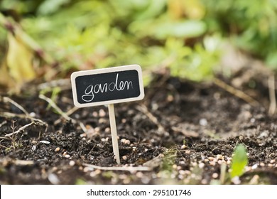 Garden Soil With A Label Saying Garden