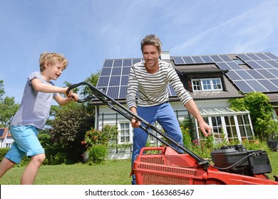 In garden of solar paneled house - Powered by Shutterstock