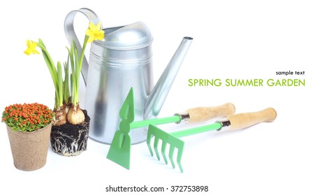 Garden Spring Summer Tools isolated white background - Shutterstock ID 372753898