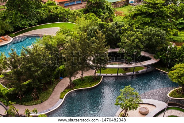 Garden Swimming Pool City Life Stock Photo Edit Now 1470482348