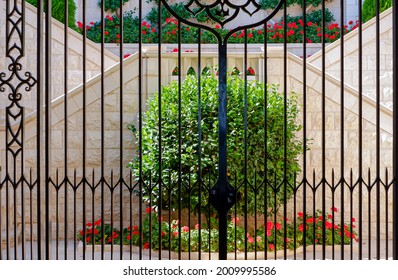 Garden Terraces At Bahai Gardens Around The Shrine Of The Báb On Mount Carmel In Haifa, Israel