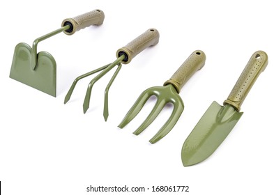 Garden Tools On Isolated White Background