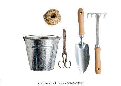 Garden tools for planting, isolated on white - Shutterstock ID 639661984