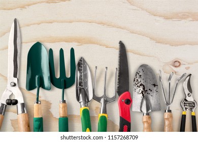 Garden tools top viev - Shutterstock ID 1157268709