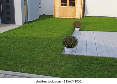 Garden With Very Neat Rolled Turf