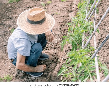 Gardener Tending Plants in Sunny Garden - Powered by Shutterstock