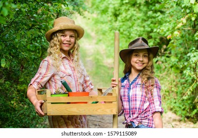 Gardening Basics. Gardening Teaching Life Cycle Process. Summer At Countryside. Kids Girls With Tools For Gardening. Gardens Great Place Cultivate Meaningful And Fun Learning Experience For Children.