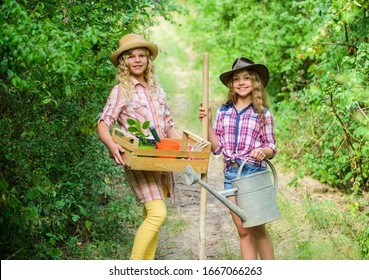 Gardening Teaching Life Cycle Process. Summer At Countryside. Kids Girls With Tools For Gardening. Gardens Great Place Cultivate Meaningful And Fun Learning Experience For Children. Gardening Basics.