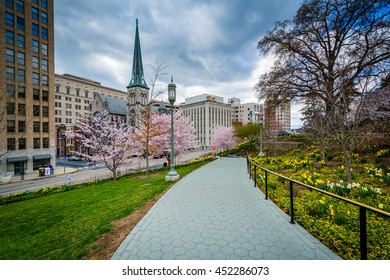 Gardens Along A Walkway At The Pennsylvania State Capitol Complex, In Harrisburg, Pennsylvania.