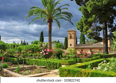 Gardens of La Alhambra in Granada, Spain