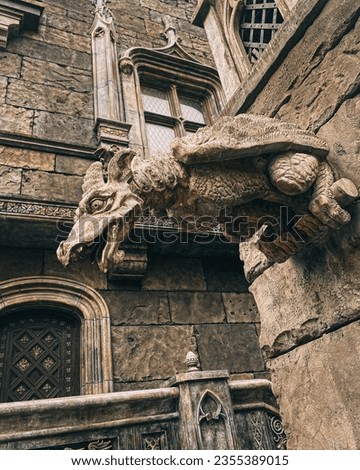 gargoyle at Garibaldi castle, spooky statue