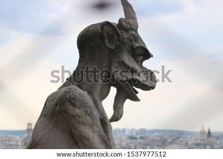 Similar – Image, Stock Photo Gargoyle on Notre Dame In Paris at sunset