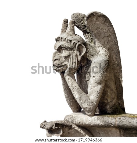 Gargoyle from Notre Dame de Paris (France) isolated on white background