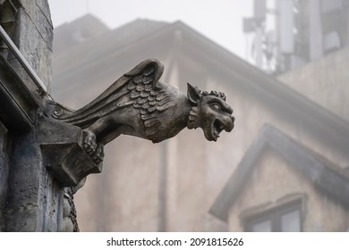 Gargoyle statue, chimeras, in the form of a medieval winged monster, from the royal castle in Bana hill, tourism site in Da Nang, Vietnam. Gothic old vintage gargoyle in a french village near Danang - Powered by Shutterstock