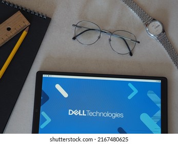 Garham, Bavaria, Germany - June 14, 2022: In This Photo Illustration Dell Technologies Logo Seen Displayed On A Tablet