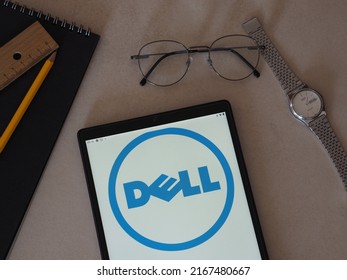 Garham, Bavaria, Germany - June 14, 2022: In This Photo Illustration Dell Technologies Logo Seen Displayed On A Tablet