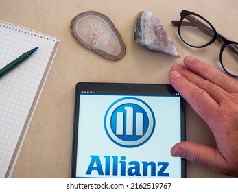 Garham, Bavaria, Germany - May 31, 2022: In This Photo Illustration Allianz SE Logo Seen Displayed On A Tablet