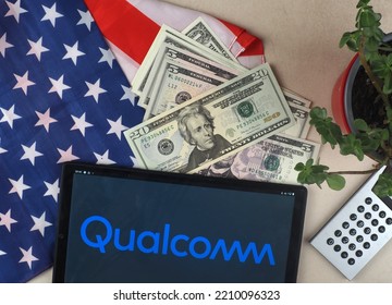 Garham, Bavaria, Germany - October 4, 2022: In This Photo Illustration, Qualcomm Inc. Logo Seen Displayed On A Tablet.