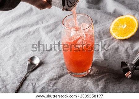 Garibaldi Cocktail Italian red bitter aperitif and fresh orange juice