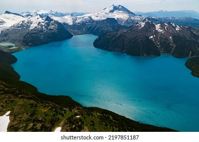 Garibaldi Lake BC Canada, Green Water Lake And Snow Mountain. Birds View