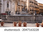 Garibaldi Square in Caltanissetta City Centre, Sicily, Italy, Europe