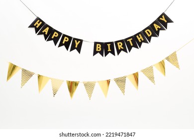 garland with flags. Decorative colorful pennants for birthday celebration