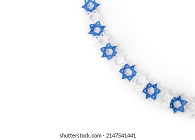 Garland with Israeli symbols. Patriotic holiday Independence day Israel - Yom Ha'atzmaut concept.