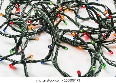 Garlands of electric flashlights as a background