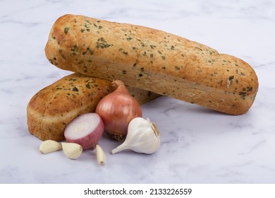 Garlic Bread Loaf On Marble