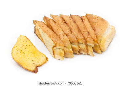 Garlic Bread On White Isolated