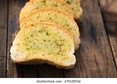 Garlic Bread On Wood