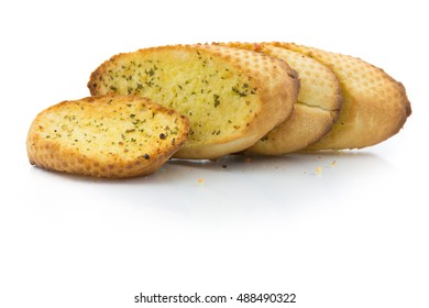 Garlic Bread Slices Isolated On White