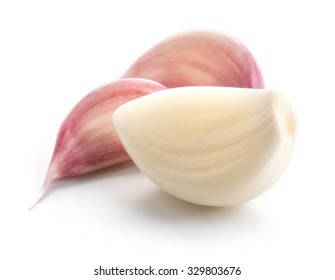 Garlic Cloves Isolated On White Background.