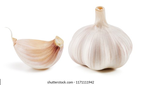 Garlic collection Isolated on white background Clipping Path - Shutterstock ID 1171111942
