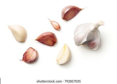 Garlic isolated on white background. Top view - Shutterstock ID 792857035
