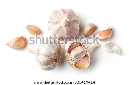 garlic isolated on white background, top view