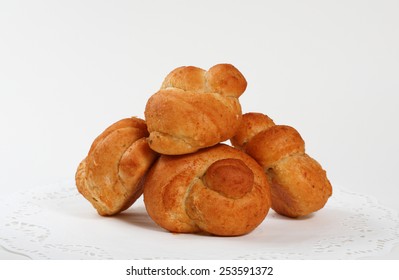 Garlic Knot Rolls On A White Background