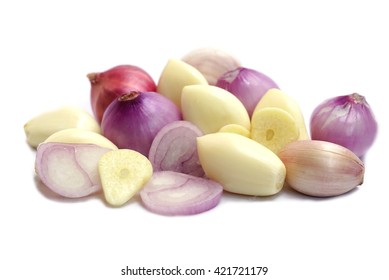 Garlic And Onion Isolated On A White Background