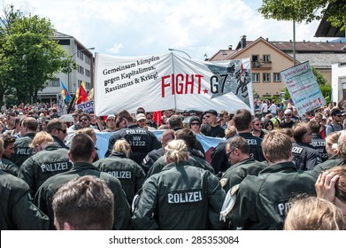 GARMISCH-PARTENKIRCHEN, GERMANY - JUNE 06: Anti-G7 Protesters March The Day Before The Summit Of G7 Leaders. G7 Leaders Will Meet At Nearby Schloss Elmau On June 7-8.