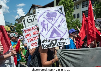 GARMISCH-PARTENKIRCHEN, GERMANY - JUNE 06: Anti-G7 Protesters March The Day Before The Summit Of G7 Leaders. G7 Leaders Will Meet At Nearby Schloss Elmau On June 7-8.